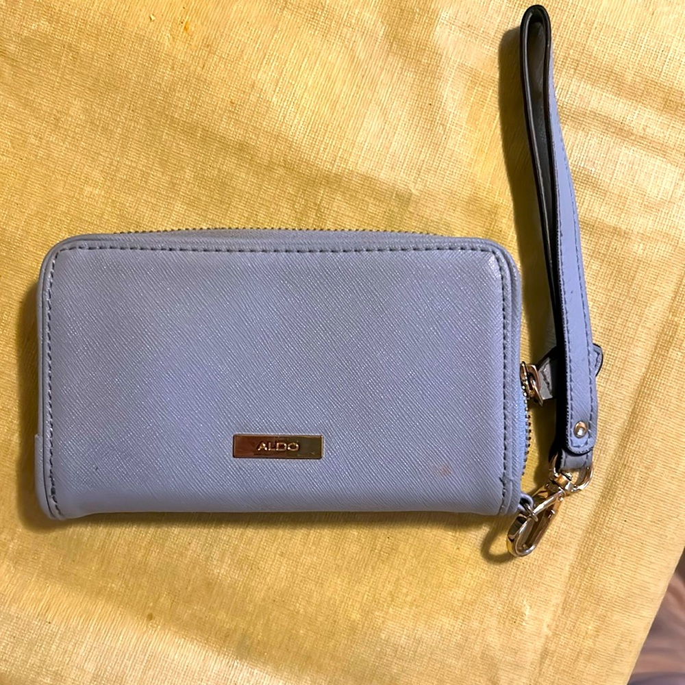 Blue wristlet bag